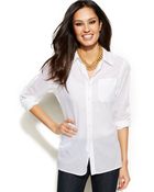 Ellen Tracy Longsleeve Cotton Boyfriend Shirt - Lyst