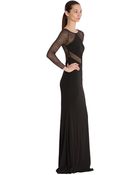 Ml Monique Lhuillier Mesh Inset Matte Jersey Gown - Lyst