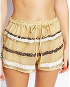 Asos Sequin Embellished Beach Shorts - Lyst