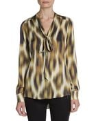 Rachel Zoe Paige Ikat Print Stretch-Silk Blouse - Lyst