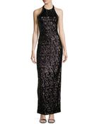 Halston Heritage Halter Sequined Jersey Gown - Lyst