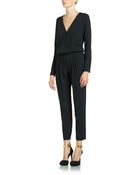 Patrizia Pepe Long Jumpsuit In Viscose Cady With Crossover Front - Lyst