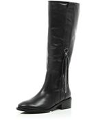 River Island Black Leather Chain Trim Riding Boots - Lyst