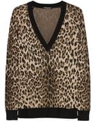 Balmain Leopard-Intarsia Stretch-Knit Sweater - Lyst