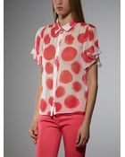 Patrizia Pepe Short Sleeve Patterned Silk Shirt - Lyst