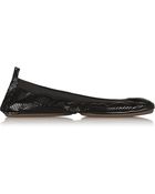 Yosi Samra Fold-Up Snake-Effect Leather Ballet Flats - Lyst