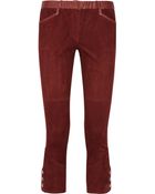 Isabel Marant Ethan Leather-Trimmed Suede Skinny Pants - Lyst