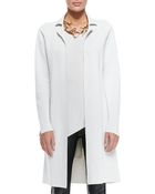 Eileen Fisher Silk-cotton Interlock Long Drama Jacket - Lyst