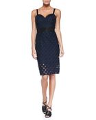 Milly Sweetheart-Neck Lattice Mesh Dress - Lyst