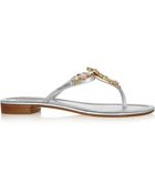Oscar de la Renta Tropezia Crystal-Embellished Metallic Leather Sandals - Lyst