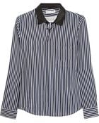 Each X Other Leather-Trimmed Striped Silk Shirt - Lyst