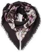 Alexander McQueen Floral Skull Print Scarf - Lyst