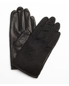 French Connection Black Leather Cheveron Jacquard Gloves - Lyst