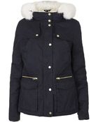 Topshop Tall Faux Fur Trim Parka - Lyst