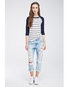 Forever 21 Striped Baseball Tee - Lyst