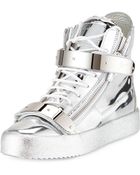 Giuseppe Zanotti Metallic Leather High-Top Sneaker - Lyst