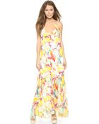 Alice + Olivia Alice + Olivia Mcbain Long Halter Dress - Wave Floral - Lyst