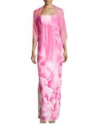Ml Monique Lhuillier Hydrangea-Print Strapless Gown - Lyst