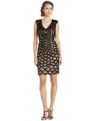 Sue Wong Black Cap Sleeve Embellished Cocktail Dress - Lyst