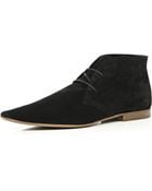 River Island Black Leather Smart Lace Up Boots - Lyst