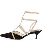 Rene Caovilla Suede & Crystal Cage Pump - Lyst