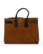Saint Laurent Pre-Owned: Camel Suede 'Sac De Jour' Top Handle Bag - Lyst
