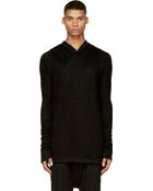 Ma Julius Black Knit Inlay Hooded Sweater - Lyst