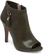 Vince Camuto Nappa Leather Suede Peep Toe Booties - Lyst