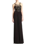 David Meister Beaded-Bodice Jersey Gown - Lyst