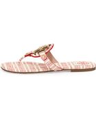 Tory Burch Miller Striped Logo Thong Sandal - Lyst