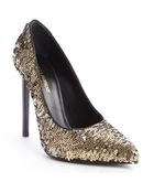 Saint Laurent Gold Sequin Detail Pointed Toe Pumps - Lyst