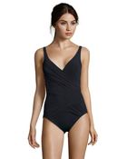 Gottex Black Pleated 'Beach Goddess' V-Neck Swimsuit - Lyst