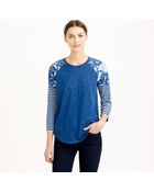J.Crew Indigo Stripe Floral Baseball Tee - Lyst