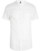 River Island White Short Sleeve Grandad Shirt - Lyst