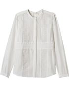 Rebecca Taylor Silky Shirting & Lace Blouse - Lyst