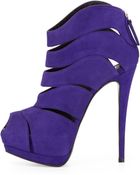 Giuseppe Zanotti Suede Peep-Toe Bootie - Lyst