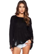 Wildfox Couture Distressed Long-Sleeved Sweater - Lyst