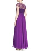 Rickie Freeman for Teri Jon Short-Sleeve Illusion Beaded Lace Bodice Gown - Lyst