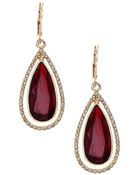 Anne Klein Glitz Gold-Tone And Siam Stone Teardrop Earrings - Lyst