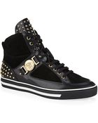 Versace Studded Signature High Top Sneaker - Lyst
