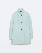 Zara Wool Coat With Funnel Collar - Lyst