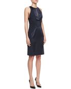 J. Mendel Crepe Wmatte Piping Sleeveless Dress - Lyst