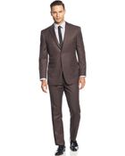 Perry Ellis Portfolio Brown Texture Solid Slim-Fit Suit - Lyst