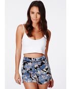 Missguided Tasca Silky Feel Floral Print Shorts - Lyst