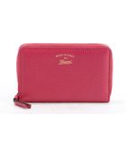 Gucci Fuchsia Leather Zip Around Wallet - Lyst