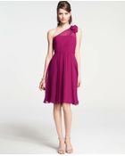 Ann Taylor Petite Silk Georgette Flower One Shoulder Dress - Lyst