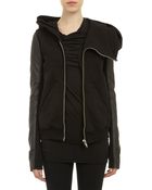 DRKSHDW by Rick Owens Leather Fleece Hoody - Lyst