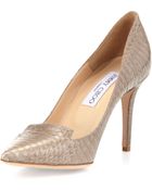 Jimmy Choo Alia Snakeskin Pump Pebble - Lyst