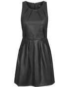Topshop Pu Skater Dress - Lyst
