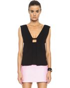 Alexander Wang Box Poly Pleat Top with Bra Strap Detail - Lyst